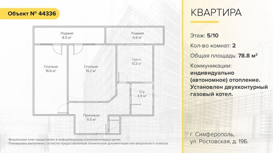 2-комнатная квартира ул Ростовская 19б Симферополь